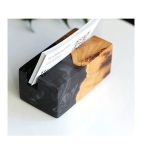 Porte-cartes élégant en bois et résine, forme rectangulaire, de bonne qualité, pour le bureau, porte-cartes de visite en bois et résine, prix abordable - Product Image 4