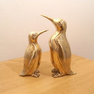 Juego de 2 Figuras de Pingüinos de Latón Dorado, Escultura de Animales Hecha a Mano, Decoración de Mesa, Adorno Moderno para Sala de Estar - Product Image 1