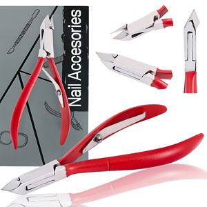 Coupe-ongles professionnel en acier inoxydable rouge, portable et robuste, pour le soin des doigts, outil de soin des ongles, lames tranchantes - Product Image 2