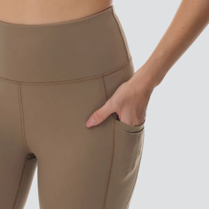 Mid Waisted Workout Seamless Knitted Customized Sized Stretch Breathable Yoga Pants Solid Color Flared <b>Leggings</b> For Women - Product Image 6