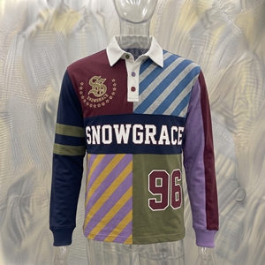 เสื้อสปอร์ตแขนยาว Snowgrace คอปกพับได้ ทรงปกติ สำหรับผู้ใหญ่ แบบยูนิเซ็กซ์  ผ้าเจอร์ซีย์สีบล็อก พิมพ์ลายโลโก้ด้านหน้า - Product Image 3