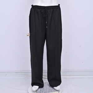 MRI <b>Black</b> Knitted <b>Straight</b> <b>Leg</b> Pants Drawstring Waist Casual Full Length <b>Women</b> Autumn Wear with Custom Logo Design <b>Trousers</b> - Product Image 1