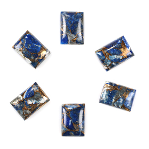 Venta al por mayor de cuarzo Mohave azul natural, lapislázuli, cabujón rectangular de 10x14mm con base plana, altamente pulido, opaco, calibrado, suelto para joyería. - Product Image 1