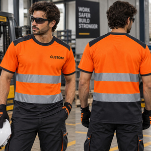 Camiseta de Seguridad Transpirable para Trabajadores de Carreteras y Almacenes, Camiseta de Trabajo Personalizada de Alta Visibilidad, Camiseta de Seguridad Reflectante - Product Image 3