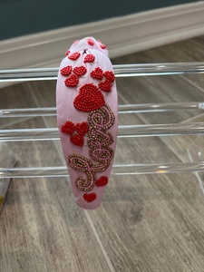 Lightweight and durable Fashion Beaded Lip Design <b>Headband</b> for Women Valentine Day Handmade Crystal Embellished Wide Hairband - Product Image 3