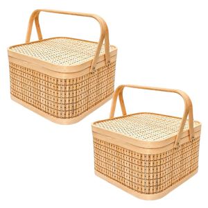 PHU HAO Best Selling Eco-Friendly Bamboo Gift <b>Basket</b> <b>Square</b> Shape with Lid and Handles for Gift Sets Home Decor - Product Image 1