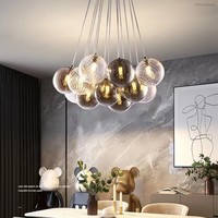 Suspension ovale en verre de luxe léger, style nordique, boule à bulles LED E27, blanc chaud dimmable pour restaurant, salle à manger, chambre, duplex