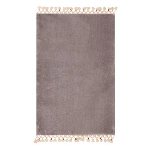 Tapis de bain bohème en coton, couleur unie, rectangulaire, antidérapant, avec support en tissu enduit de PVC, pompons, moderne, réversible, pour hôtel/bureau/maison - Product Image 4