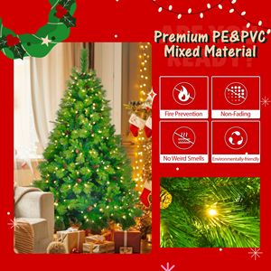 Árbol de Navidad Artificial Preiluminado Verde Hierba de 6 Pies con Corona y Guirnalda, Ramas de Pino Grandes, Set de Decoración Navideña - Product Image 6