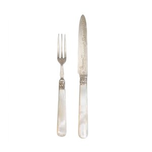 Mother of Pearl Cutlery Set Luxury Brass <b>Dessert</b> <b>Forks</b> Vintage MOP Handle Flatware Wholesale Tableware for Hotel Wedding Event - Product Image 2