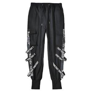 Pantalon cargo streetwear techwear pour homme, joggers tactiques, hip hop, multi-poches, sangles à rubans, pantalon harem noir, style cyberpunk - Product Image 2