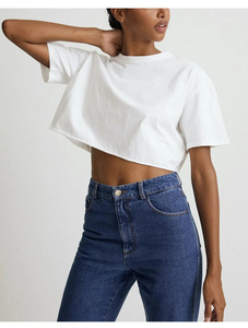 Women's <b>White</b> Crew Neck <b>T</b>-<b>Shirt</b> Loose Fit Short Sleeve 100% Cotton Jersey Minimalist Solid Color All Seasons Breathable - Product Image 3
