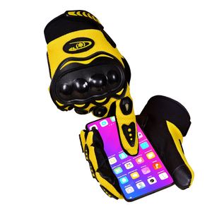 Gants de moto de course à doigts entiers, compatibles écran tactile, protection rigide des articulations, jaune et noir, équipement de conduite, motocross, dirt bike - Product Image 3