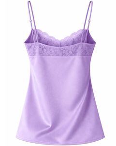 ชุดนอนเซ็กซี่ผ้าซาตินสีม่วง แต่งลูกไม้ เสื้อสายเดี่ยว กางเกงขาสั้น ชุดนอนผู้หญิง ชุดนอนผ้าไหมนุ่ม ชุดนอนฤดูร้อน ชุดลำลองสองชิ้น - Product Image 5