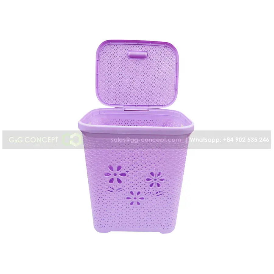 Viet Nhat Plastic Basket With Violet Color Lid For Small Storage Laundry Other Items 10 Pcs Light And Easy To Move