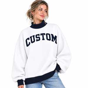 Sudadera de cuello alto personalizada, suave, cómoda y moderna para mujer, de forro polar, color blanco, para invierno, con mangas regulares, transpirable y antiencogimiento. - Product Image 1