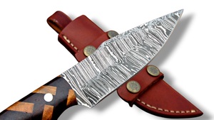 Cuchillo de Caza y Camping de Hoja Fija de Acero de Damasco Forjado a Medida con Funda Scout, Venta al por Mayor, Cuchillos de Damasco OEM, Más Vendidos - Product Image 4