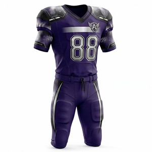Wholesale Premium Men's American Football Uniform Set Sublimated Galaxy Purple Jersey & <b>Padded</b> Pants Breathable Mesh - Product Image 5