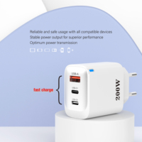 Charger Cepat Grosir 200W PD 3.0 2 Port Tipe-C USB Adaptor Dinding Bersertifikasi CE/FCC/ROHS Bahan ABS Putih/Hitam Custom