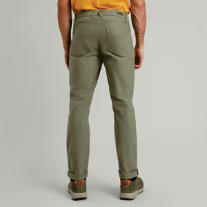 Men Olive Green <b>Canvas</b> Pants Straight Fit Mid Waist Casual Style With Pockets Breathable Woven Fabric Button Fly - Product Image 2