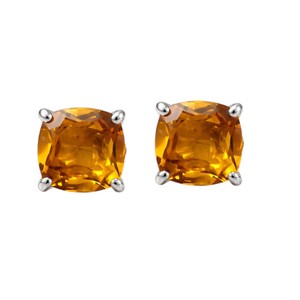 Citrine Quartz Cushion <b>Stud</b> Earring Prong Setting 8x8mm Faceted Gemstone November Birthstone Minimalist Jewelry Gift for Her - Product Image 2