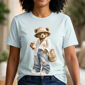 T-shirt décontracté pour femme, col rond, manches courtes, coupe ample, toutes saisons, tissu polaire polyester/coton, séchage rapide, 220g - Product Image 5