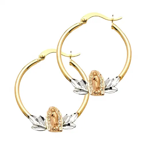 Imitation jewelry Fashion Accessory Three Tone Plated Mother Mary Earrings designs women gift trendy
