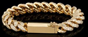 Gold Charm Cuban Link Bracelet Rose Gold Plated Iced Out Chain Jewelry for <b>Men</b> Gift Wedding Party - Product Image 4