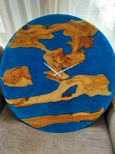 Custom Frame Hanging Quartz Epoxy Resin Wood Waterproof <b>Modern</b> Needle Display <b>Wall</b> <b>Clock</b> for Bedroom Kitchen Office Living Room - Product Image 5
