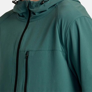 Chaqueta Cortavientos con Capucha para Hombre, Color Verde Azulado, Corte Regular, Tejido de Punto, Diseño de Bolsillos, Estilo Casual para Otoño - Product Image 6