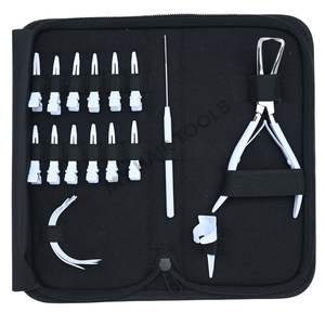 Kit de Herramientas para Extensiones de Cabello Blanco con Pinza para Remover Microperlas, Herramienta de Anclaje para Cabello, Agujas de Coser Curvas y Pinzas de Seccionamiento - Product Image 1