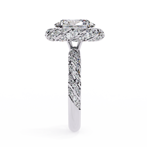 Bague de fiançailles en or massif avec diamant cultivé en laboratoire certifié Gia Igi, sertie de pavés, pour femmes - Product Image 2