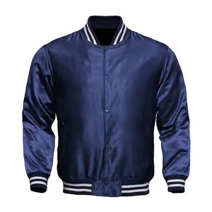 Men's <b>Red</b> Varsity Jacket Preppy Style Turn-down Collar Regular Fit Solid Color Button Closure Satin Lining - Product Image 3