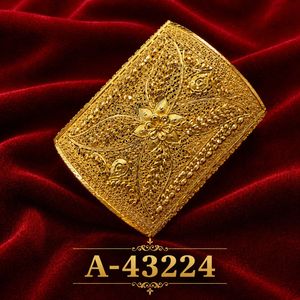 A-43224 9K Gold <b>Bangles</b> with Geometric Pattern Zircon for Women Wedding Jewelry Trendy Style 24K Gold Plated - Product Image 1