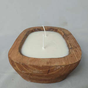 Bougie artisanale en pot en bois avec double mèche en coton, cire de soja naturelle, décoration rustique style ferme, pièce maîtresse, article cadeau - Product Image 2