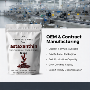 Cápsulas de Astaxantina 12mg a Granel, Extracto de Microalgas, Fabricante OEM ODM, Marca Privada, GMP - Product Image 3