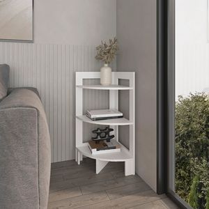 Libreria Angolare Bianca a 3 Ripiani, Design Elegante per Casa o Ufficio - Product Image 1