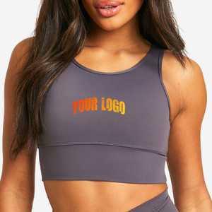 Sujetador deportivo gráfico para mujer, espalda cruzada, cuello redondo, logo frontal, color liso, transpirable, de alto soporte, para yoga, Vyrra International - Product Image 5