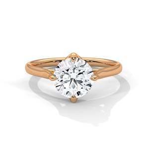 แหวนหมั้นเพชรทรงกลมเจียระไนแบบบริลเลียนท์ 14K โรสโกลด์ เพชรเพาะเลี้ยงในห้องปฏิบัติการ สำหรับผู้หญิง - Product Image 1