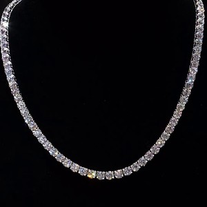 Round Lab Grown Tennis Necklace Wholesale VVS1 925 <b>Silver</b> 14k 18k Gold Iced Out Alternating Mix Hip Hop style <b>Choker</b> Supplier - Product Image 1