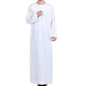 Robe Jubba pour homme, couleur unie, longue, style thobe musulman, pour la mosquée, le quotidien et l'Aïd. - Product Image 6