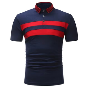 Chemises polo avec empiècements bicolores, manches courtes, coupe ample et respirante, col à revers, polos décontractés à la mode pour hommes - Product Image 2
