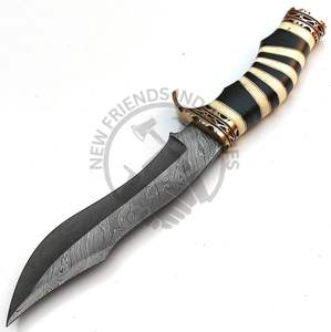 Nouveauté : Couteau de chasse à lame fixe en acier Damas fait main, manche en bois avec étui, couteau de survie pour la randonnée, couteau tactique Bowie - Product Image 5