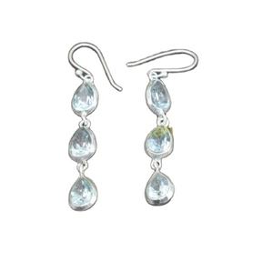 Pendientes de Topacio Azul, Pendientes de Plata de Ley, Pendientes Colgantes con Piedra Azul, Joyería de Topacio Azul, Regalo de Aniversario o Cumpleaños para Ella - Product Image 1