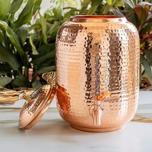 Distributeur d'eau en cuivre avec finition martelée et robinet pour usage domestique - Product Image 3