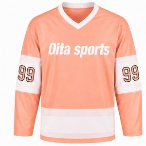 Men Coral Sublimated Ice Hockey Set Jersey Shorts Polyester Striped <b>Athletic</b> Team Sportswear Match Training Apparel - Product Image 3