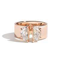 Halbmond Laborgezüchteter Diamant Krappenfassung 2 Karat 8mm Breit IGI-Zertifiziert Weiß D-Farbe Luxus Statement-Ring 18K Massivgold