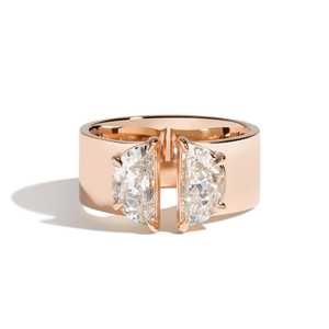 Half Moon Cut Lab Grown Diamond Open <b>Gap</b> Bands Custom 2 Carat 8 mm Wide Statement Cigar Rings Piece 14K 18K Solid Gold Wholesale - Product Image 5