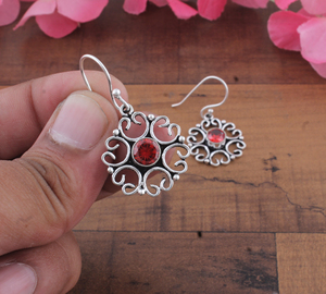 925 <b>Sterling</b> <b>Silver</b> Blue Lace Agate Drop Earrings | Wholesale Handcrafted Gold Plated Vintage Mandala Filigree Anniversary Party - Product Image 2