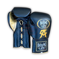 Guantes de Boxeo de Cuero Vacuno de Alta Calidad, Sin Boxeo No Hay Vida, para Entrenamiento y Sparring, con Cierre de Cordones, Absorben la Humedad